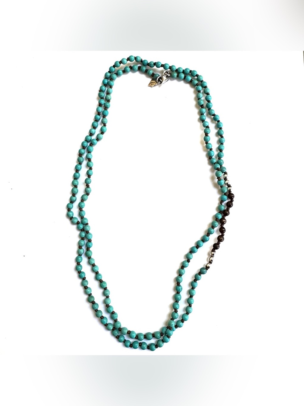 SILPADA Necklace Sterling Silver Blue Howlite Bronzite 36” Beaded N2396 EXC COND - Picture 5 of 6